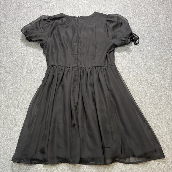 Women's All In Favor Black Sheer Short Sleeve Dress Size L NEW - Picture 10 of 11